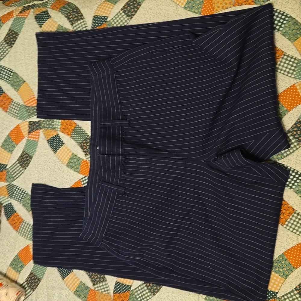 NWOT Land's End striped Navy blue pant 8